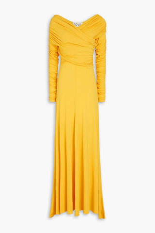 TOVE AURELIE WRAP-EFFECT RUCHED STRETCH-JERSEY MAXI DRESS - Size 34