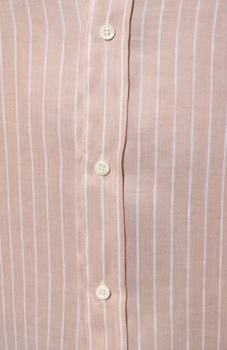 Brunello Cucinelli Linen Striped Button-Up Shirt in Beige