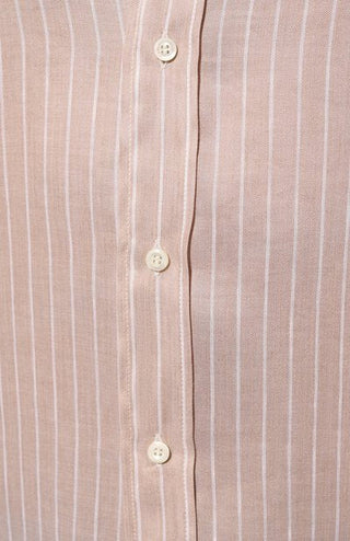 Brunello Cucinelli Linen Striped Button-Up Shirt in Beige