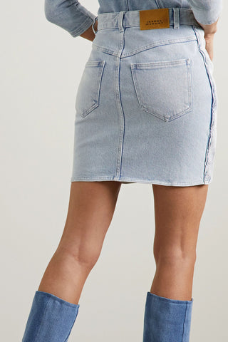 ISABEL MARANT VABELIA SHIRRED DENIM MINI SKIRT - Size 40