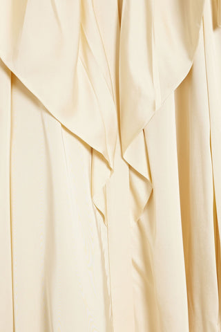 JIL SANDER BELTED DRAPED SATIN MIDI DRESS - Size 34