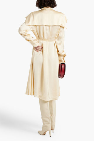JIL SANDER BELTED DRAPED SATIN MIDI DRESS - Size 36