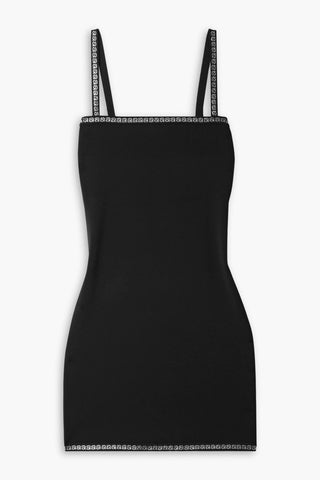 ALEXANDER WANG CRYSTAL-EMBELLISHED STRETCH-KNIT MINI DRESS - Size XS