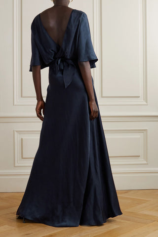CORTANA MARTINA OPEN-BACK CUPRO-SATIN MAXI WRAP DRESS - Size 40