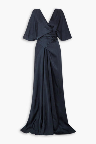 CORTANA MARTINA OPEN-BACK CUPRO-SATIN MAXI WRAP DRESS - Size 40