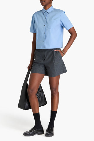 THEORY COTTON-BLEND POPLIN SHIRT - Size S