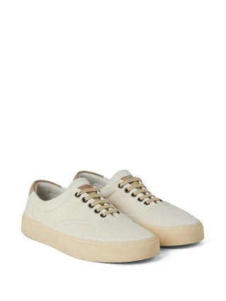 Brunello Cucinelli Ribbed Canvas Low-Top Sneakers with Gum Sole