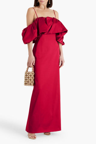 SIMKHAI DORINA COLD-SHOULDER RUFFLED TAFFETA MAXI DRESS - Size 4