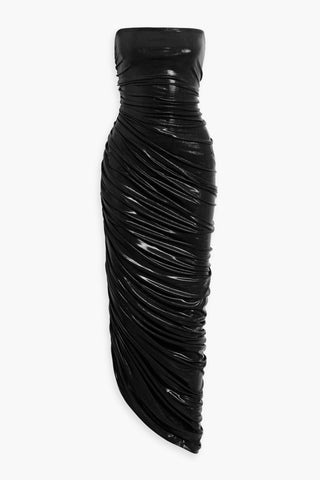 NORMA KAMALI DIANA STRAPLESS RUCHED LAM GOWN - Size 42