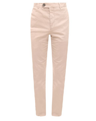 Brunello Cucinelli Cotton Blend Flat-Front Trousers Beige