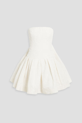 OSCAR DE LA RENTA STRAPLESS PLEATED CLOQU MINI DRESS - Size 12