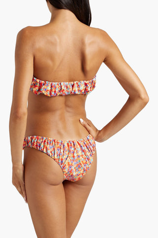 CAROLINE CONSTAS LEILA GATHERED FLORAL-PRINT LOW-RISE BIKINI BRIEFS - Size M