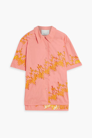 3.1 PHILLIP LIM LACE-PANELED COTTON-POPLIN SHIRT - Size S