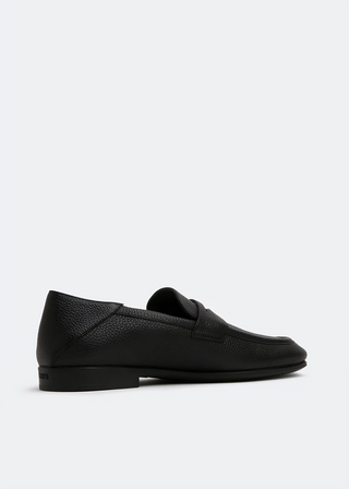 Tods Pebbled Leather Loafers with Metal Hardware in Black