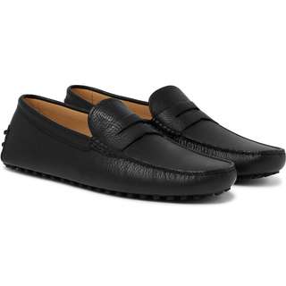 Tods Pebbled Leather Penny Bar Driving Shoes Black