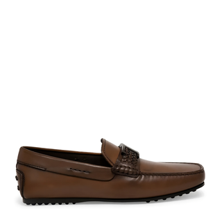 Tods Leather Braided Strap Gommino Driving Shoes Light Brown