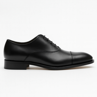 Tods Smooth Leather Cap-Toe Oxfords Black