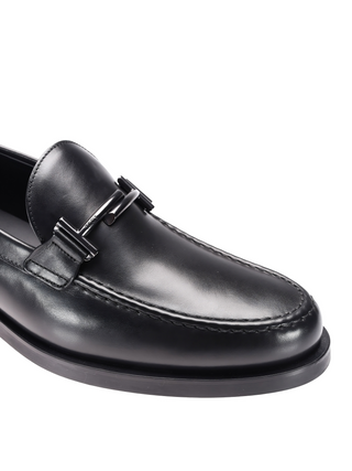 Tods Leather Bit Loafers Black