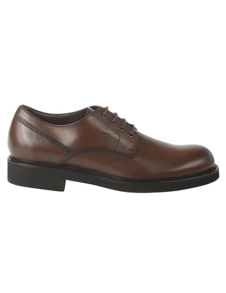 Tods Smooth Leather Lace-Up Derby Shoes Chocolate