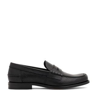 Tods Grained Leather Penny Strap Loafers Black