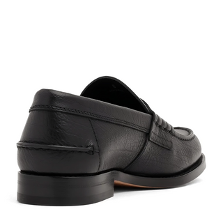 Tods Grained Leather Penny Strap Loafers Black