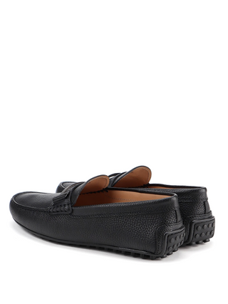 Tods Pebbled Leather Metal Bar Driving Shoes