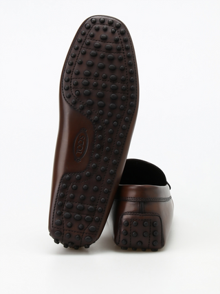 Tods Polished Leather Metal Bit Gommino Loafers