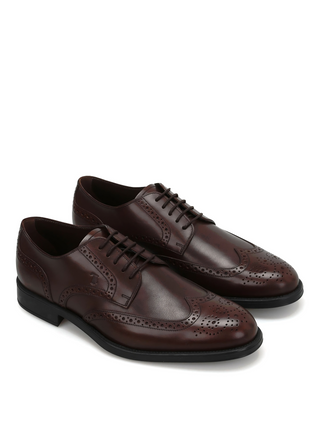 Tods Leather Brogue Lace-Up Oxfords Brown