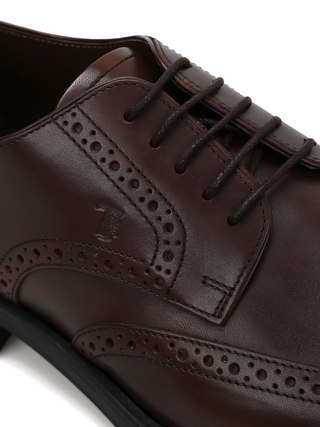 Tods Leather Brogue Lace-Up Oxfords Brown