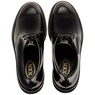 Tods Tod's Polished Leather Brogue Chukka Boots Black