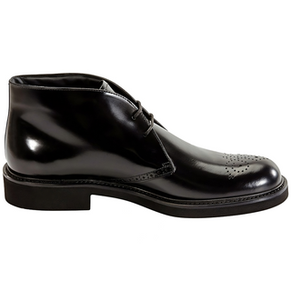 Tods Tod's Polished Leather Brogue Chukka Boots Black