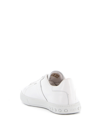 Tods Leather Low-Top Sneakers with Gommino Pebbles White