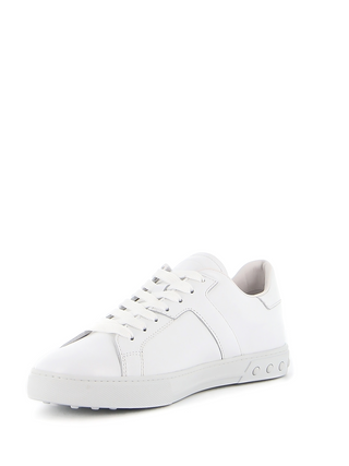 Tods Leather Low-Top Sneakers with Gommino Pebbles White