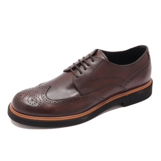 Tods Tod's Polished Leather Wingtip Brogue Derby Shoes Dark Brown