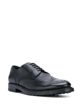 Tods Black Leather Wingtip Brogue Derbies
