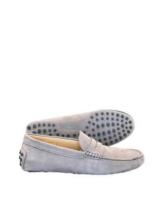 Tods Leather Gommino Driving Shoes Grey