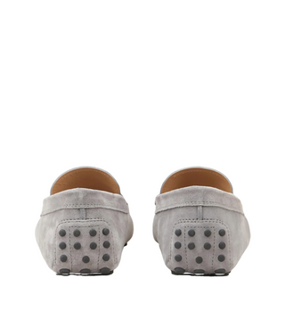 Tods Suede Gommino Driving Shoes with Metal Hardware Grey