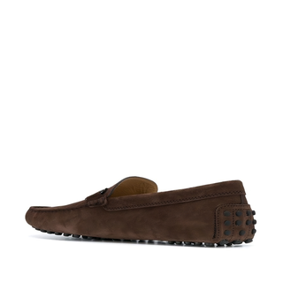 Tods Suede Gommino Driving Shoes with T-Bar Hardware Dark Brown