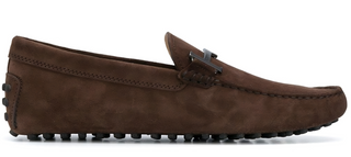 Tods Suede Gommino Driving Shoes with T-Bar Hardware Dark Brown