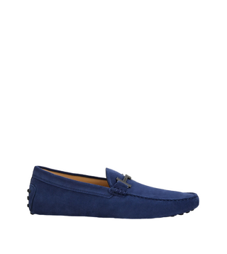 Tods Suede Gommino Driving Shoes with Metal Buckle in Galaxy Blue