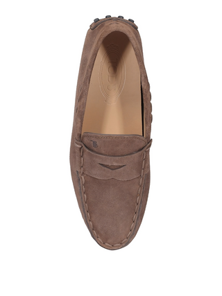Tods Suede Gommino Driving Shoes in Walnut