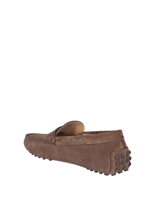 Tods Suede Gommino Driving Shoes in Walnut