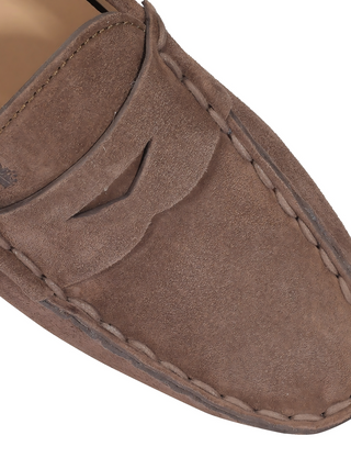 Tods Suede Gommino Driving Shoes in Walnut