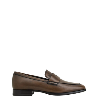 Tods Leather Penny Loafers with Burnished Finish Cocoa
