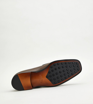 Tods Leather Penny Loafers with Burnished Finish Cocoa