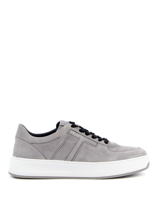 Tods Nubuck Low-Top Sneakers with Contrast Sole Grey