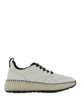 Tods Perforated Leather Low-Top Sneakers Espadrille Sole White Black