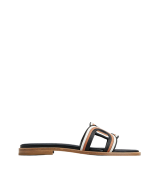 Tods Women's Leather Multi-Strap Flat Sandals Black Multi