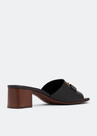 Tods Tod's Smooth Leather T-Logo Block Heel Mules