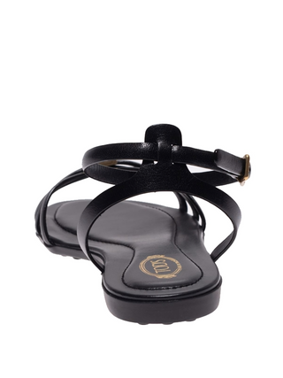 Tod’s Black Leather Strappy Sandals with Ankle Strap